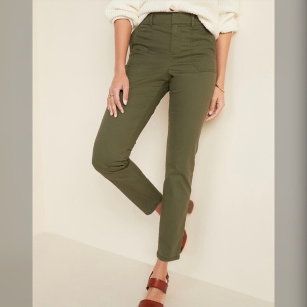 Old Navy Pixie Olive Trousers Ankle Length Size 10